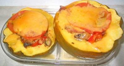 stuffed, microwave baked acorn squash