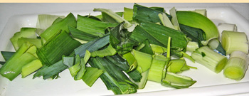 sliced leeks