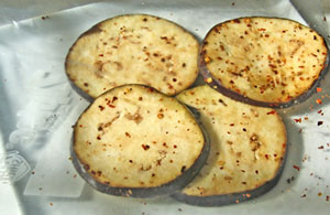 sliced eggplant in zip lock bag