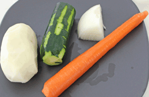 image of Potato, carrot, zuchinni and onion, ingredients for latkes
