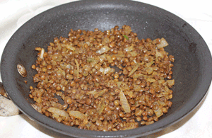 Lentils cooked in pan